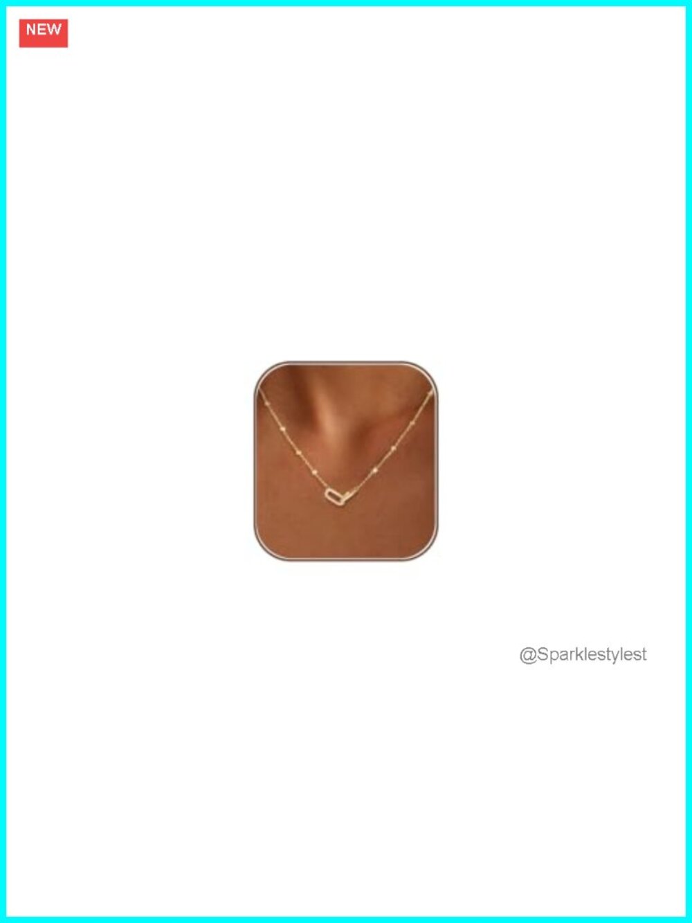 14K Gold Plated Paperclip Sun Pendant Necklace CZ Dainty Non Tarnish